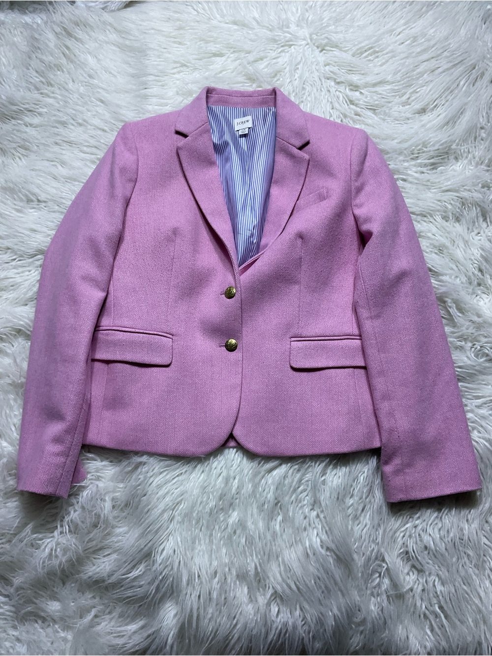J Crew Herringbone Wool-blend Schoolboy Blazer